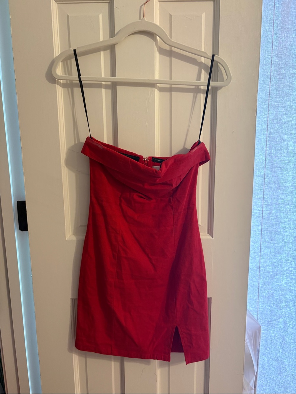 Hello Molly Red Off-Shoulder Mini Dress with Spaghetti Straps